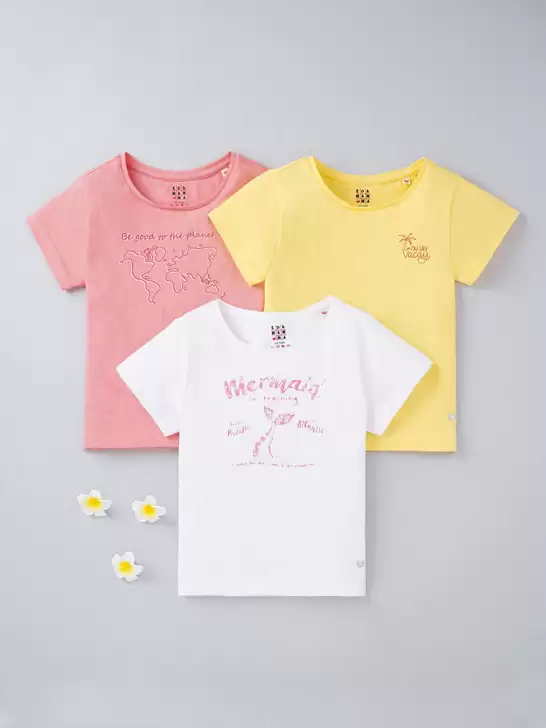 Girls Typography Printed V-Neck Applique T-shirt - image 6
