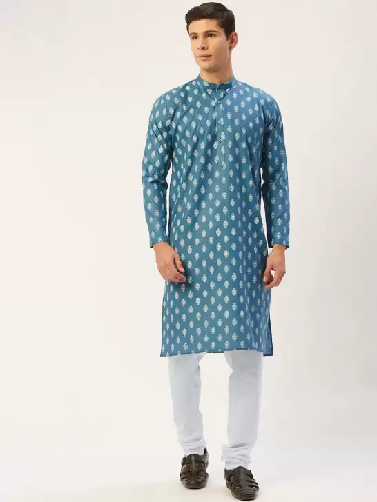 Men Printed Kurta with Pyjamas - image 6