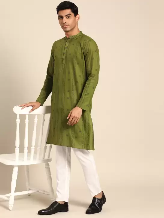 Men Printed Cotton Kurta Set - image 6