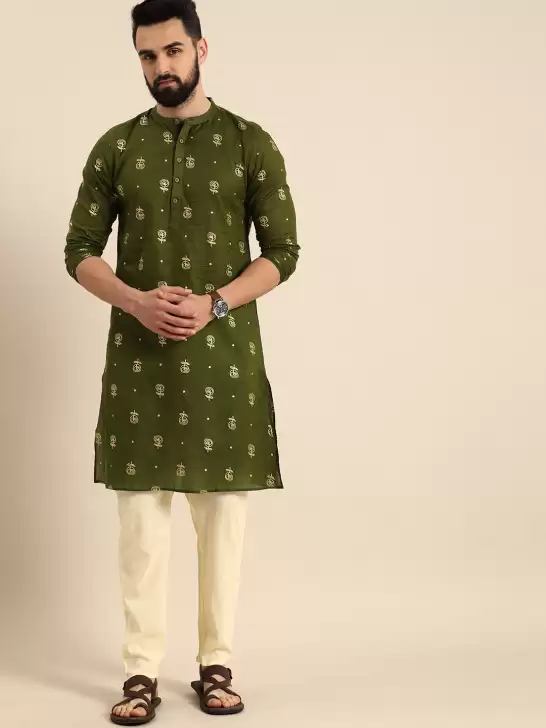 Men Printed Kurta with Trousers - image 6