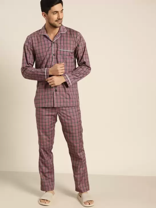 Men Cotton Checked Nightsuit - image 6
