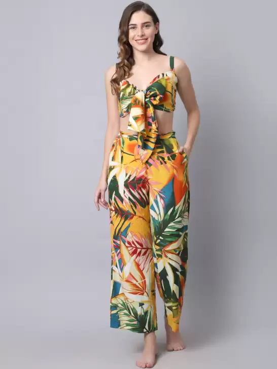 Women Tropical Printed Beachwear Set - image 6