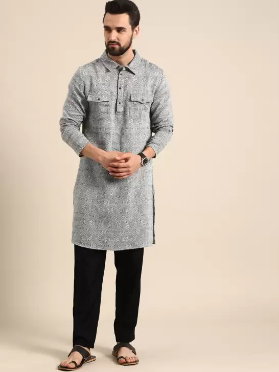 Men Printed Kurta with Trousers - image 6