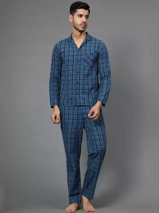 Men Checked Night suit - image 6