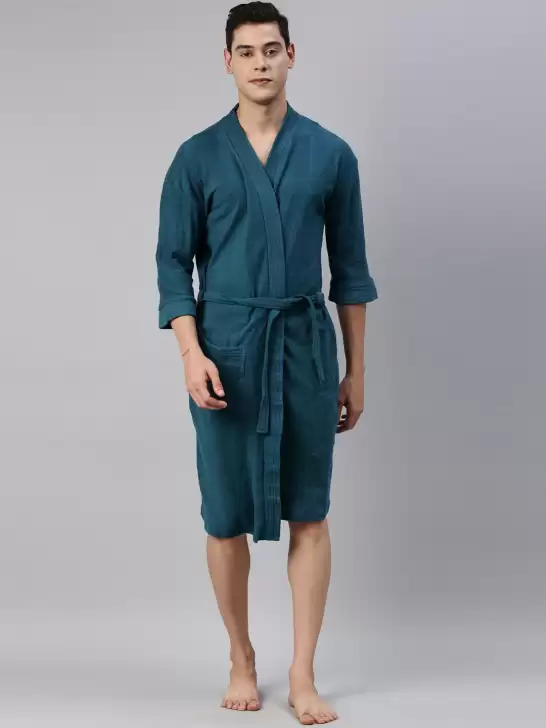 Men Solid Bath Robe - image 6