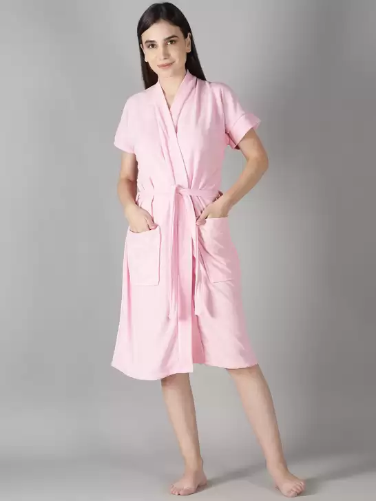 Women Solid Bath Robe - image 6