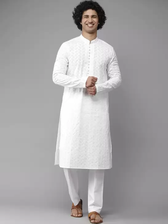 Men Geometric Embroidered Kurta - image 6
