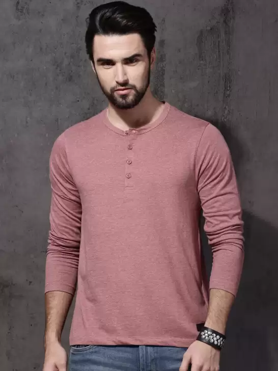 Solid Henley Neck T-shirt - image 6