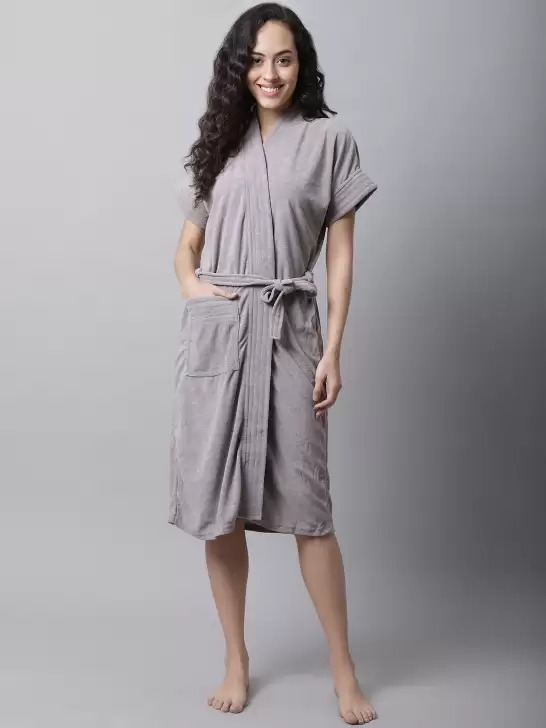 Women Solid Bath Robe - image 6