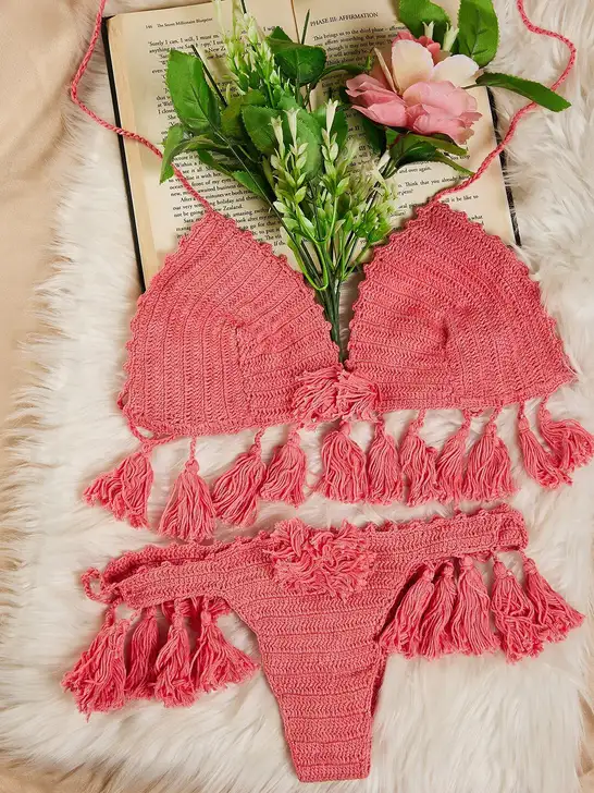 Women Cotton Crochet Bikini Set - image 6