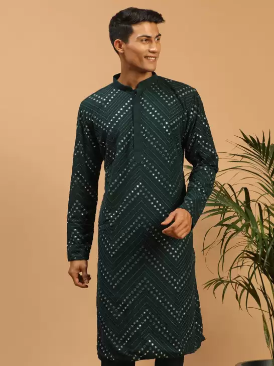 Men Geometric Printed Georgette Kurta - image 6