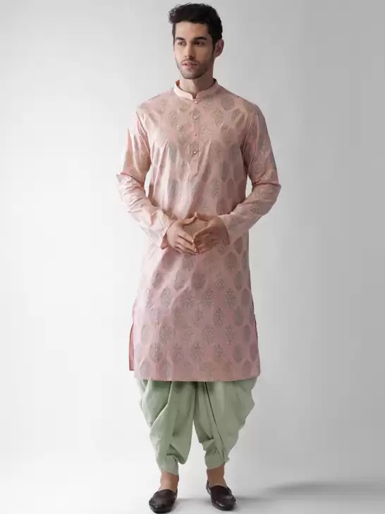 Men Printed Kurta with Dhoti Pants - image 6