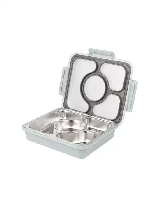 Solid Stainless Steel Lunch Box With 4 Compartment Containers - image 6