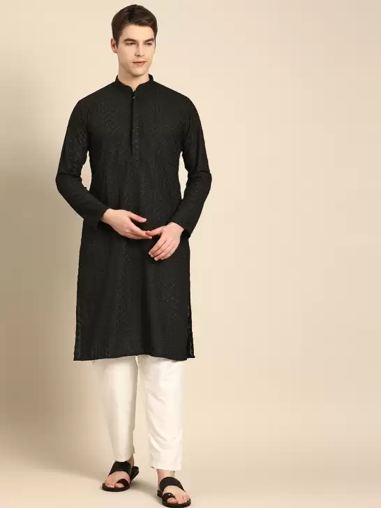 Men Ethnic Motifs Embroidered Kurta - image 6