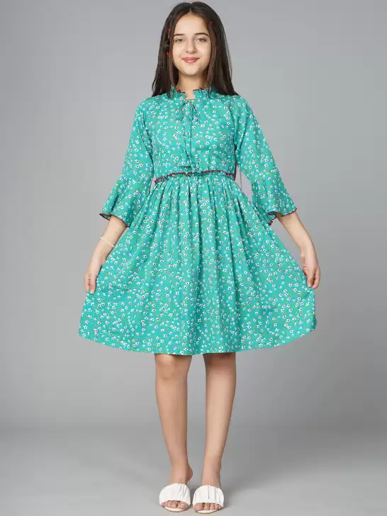 Printed Tie-Up Neck Dress - image 6