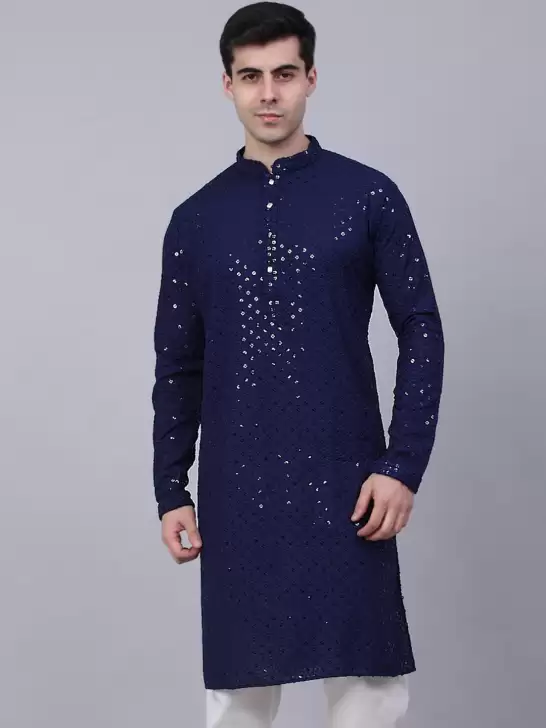 Men Embroidered Pure Cotton Kurta - image 6