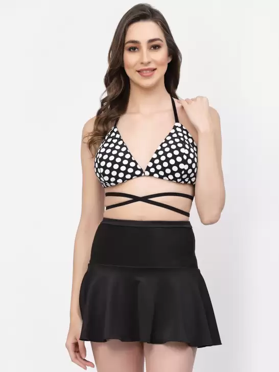 Women Polka Dot Print Two piece Skirtini Swimwear - image 6