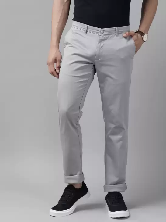 Men Tapered Fit Low-Rise Chinos Trousers - image 6