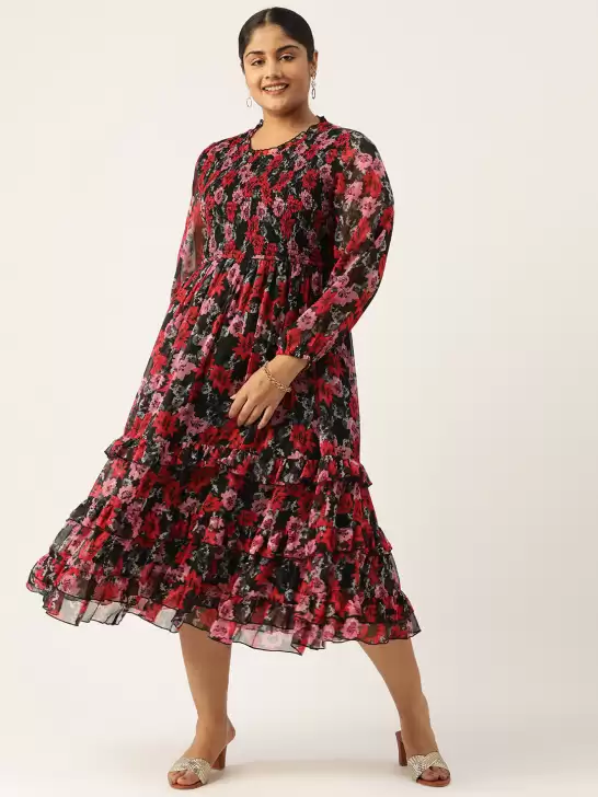 Floral Chiffon Midi Dress - image 6