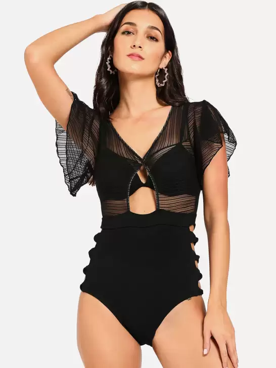 Women Self-Design Cut-Out Detailed One-Piece swimsuit - image 6