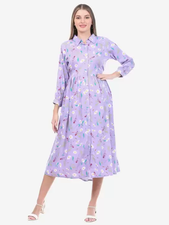Floral A-Line Midi Dress - image 6