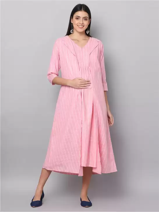 Striped A-Line Midi Dress - image 6