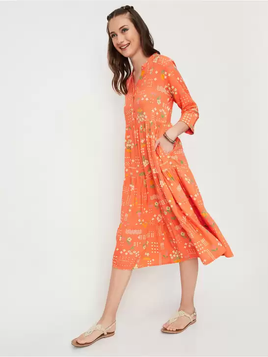 Printed Fit & Flare Midi Dress - image 6