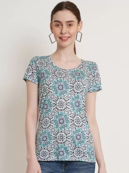 Floral Printed Cotton T-shirt - image 6