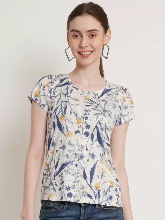 Floral Printed Cotton T-shirt - image 6