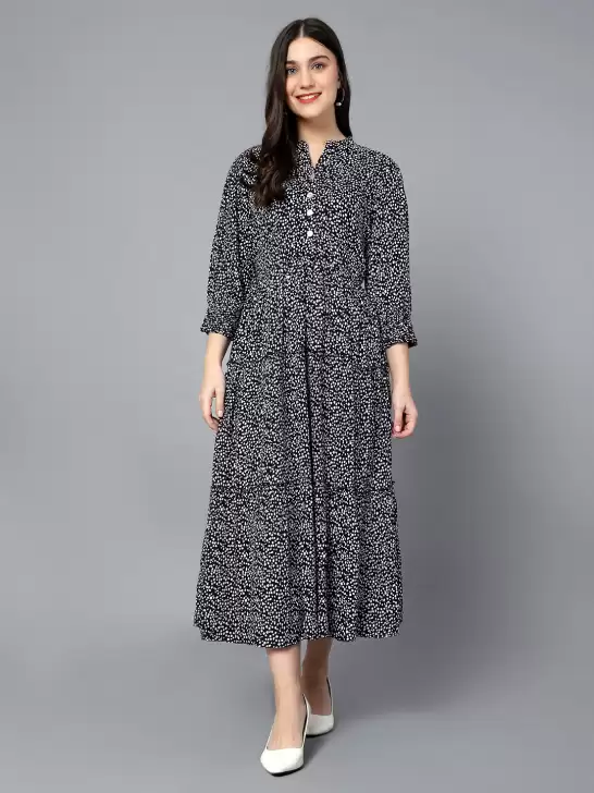 Printed Tiered Midi Dress - image 6