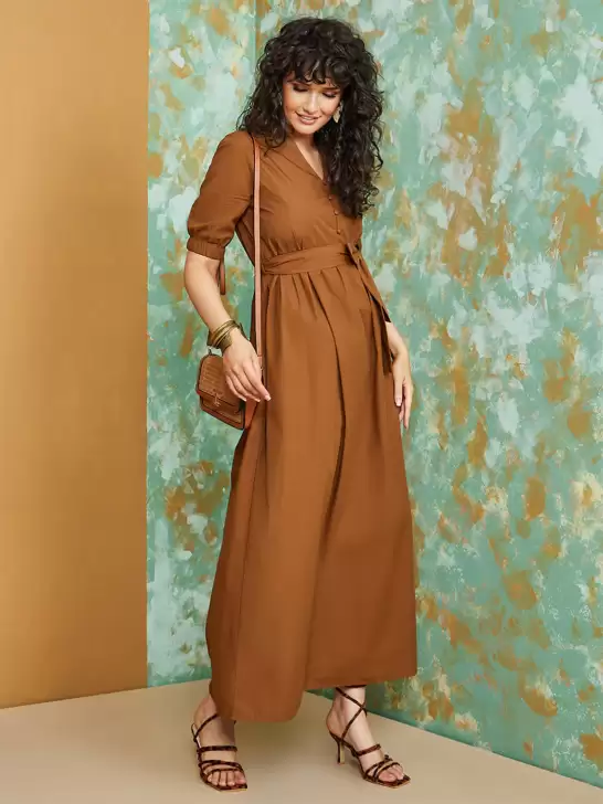 Puff Sleeved Cotton Maxi Dress - image 6