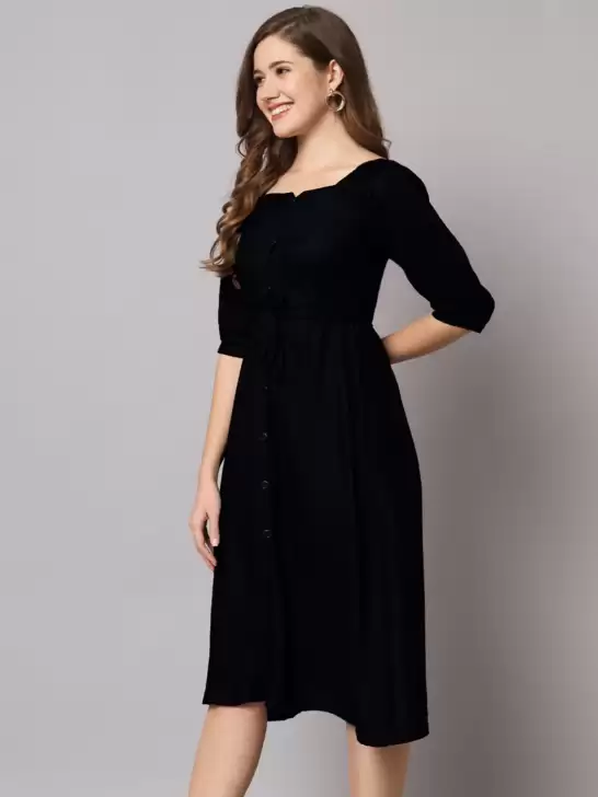 Puff Sleeves A-Line Dress - image 6