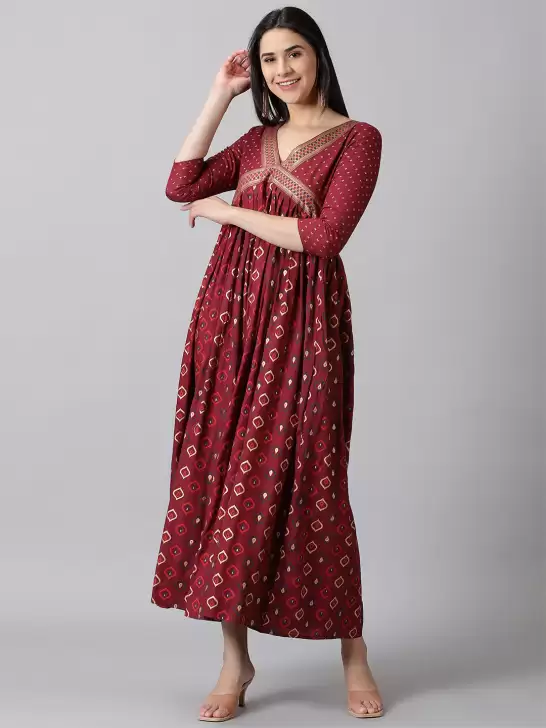 Printed V-Neck Maxi Dress - image 6