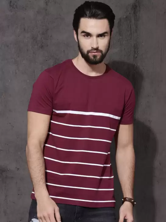 Striped Round Neck Pure Cotton T-shirt - image 6