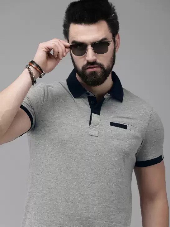 Men Colourblocked Polo Collar T-shirt - image 6