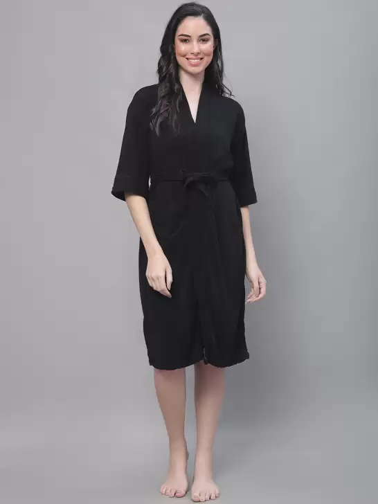 Women Bath Robe With Belt - image 6