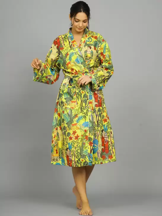 Women Printed Cotton Bath Robe - image 6