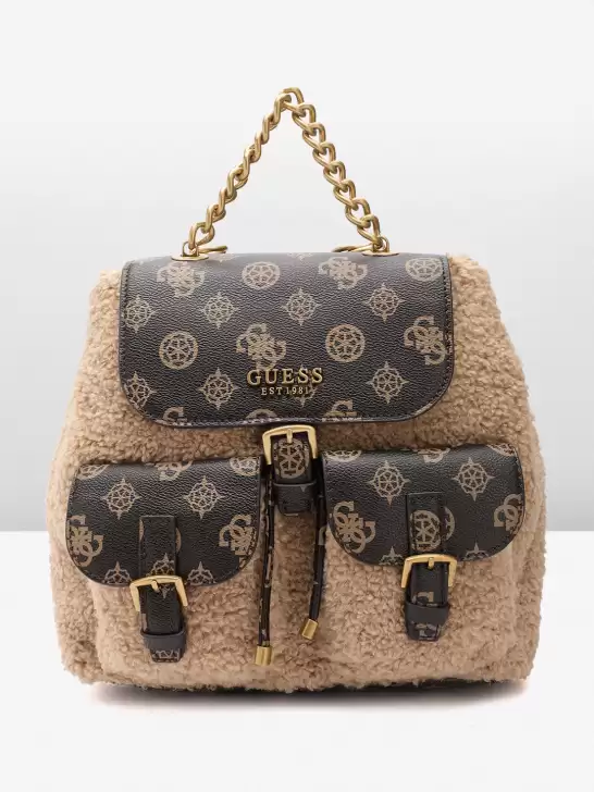 Women Faux Fur Trim Backpack - image 6