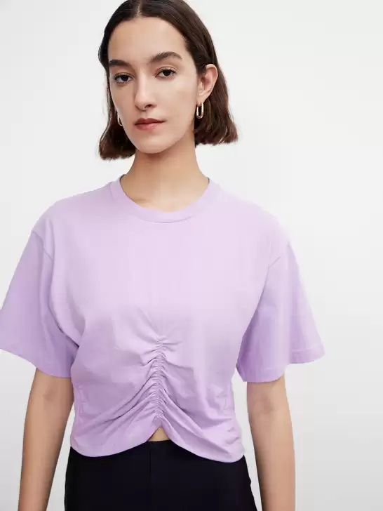 Ruched Pure Cotton T-shirt - image 6