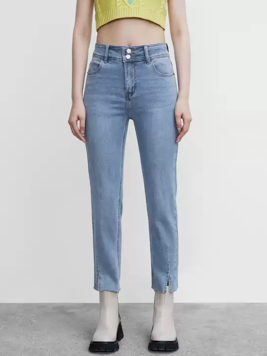 Straight Fit Slit Hem Jeans - image 6