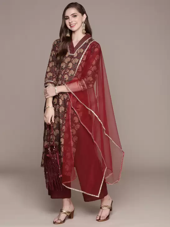 Women Printed Kurta with Palazzos With Dupatta - image 6