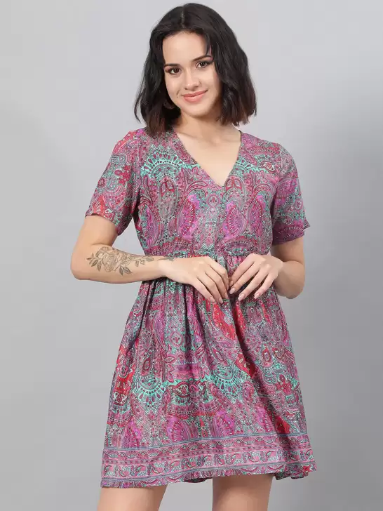 Printed Fit & Flare Mini Dress - image 6