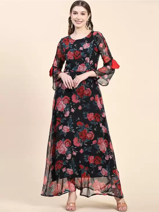 Printed A-Line Ethnic Dress - image 6