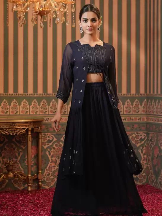 Women Embellished Top with Skirt - image 6