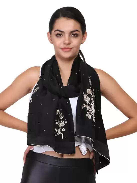 Women Satin Embroidered Stole - image 6