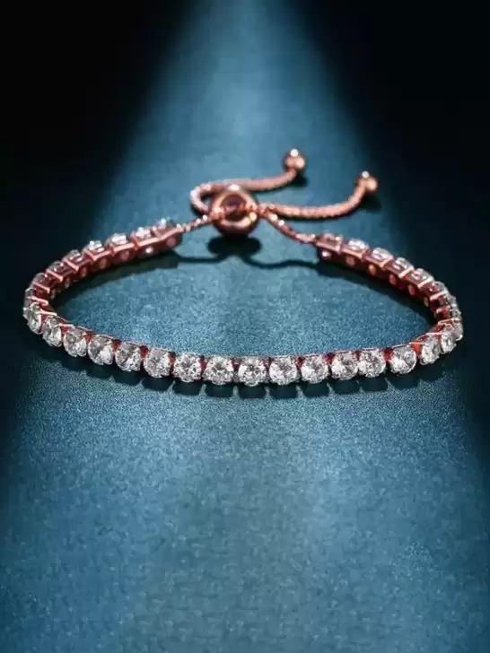 Women Cubic Zirconia Rose Gold-Plated Charm Bracelet - image 6