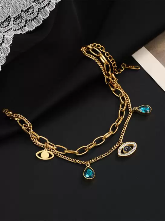 Women Cubic Zirconia Gold-Plated Link Bracelet - image 6