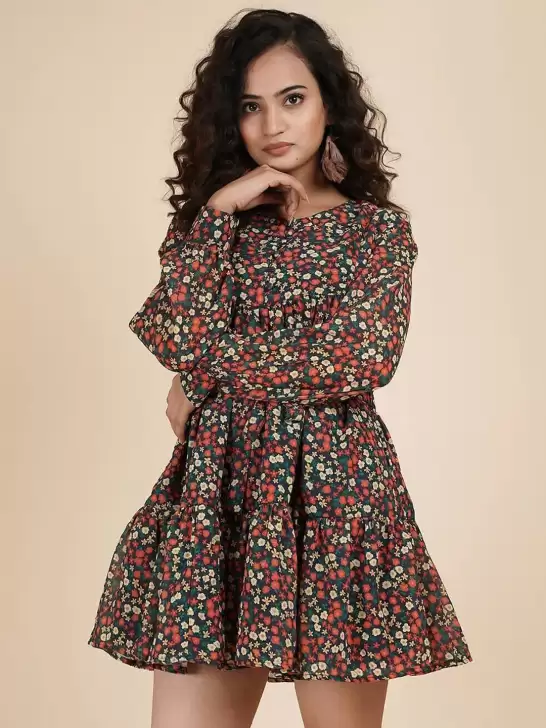 Floral Print Fit & Flare Dress - image 6