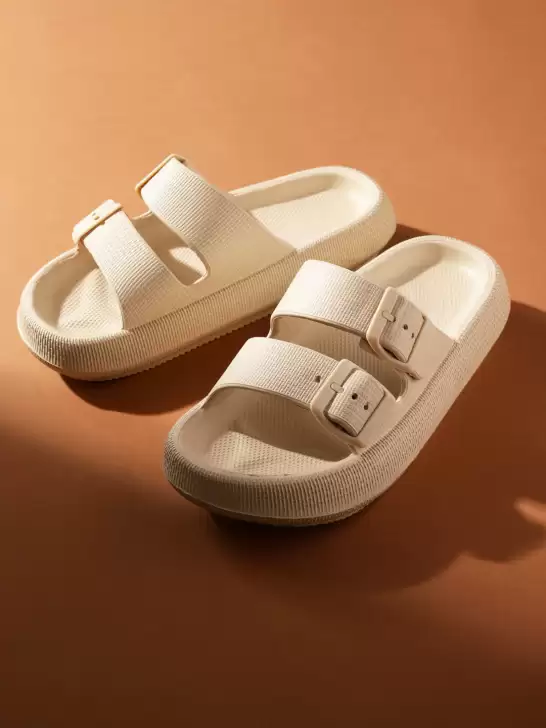 Women Buckles Open Toe Flats - image 6
