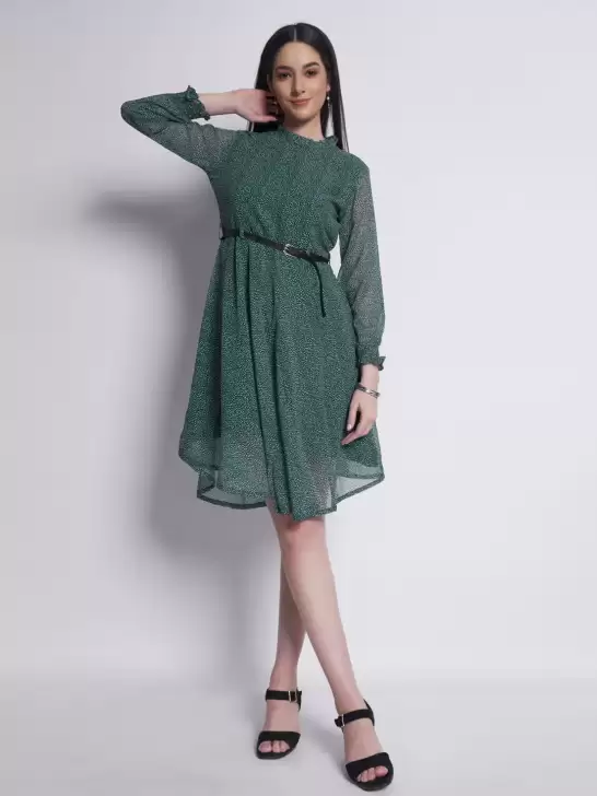 Printed Fit & Flare Dress - image 6